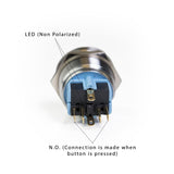 25mm Stainless Steel Button With Blue LED